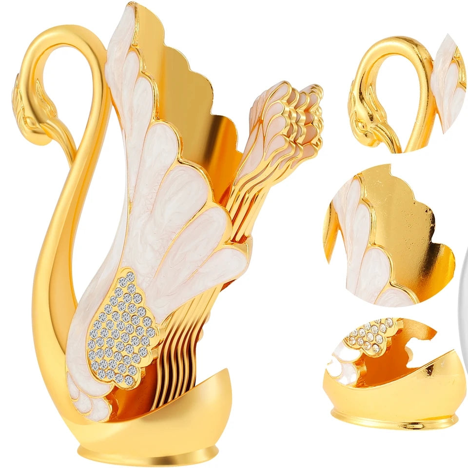 6 PIECES SWAN DESSERT SPOON SET