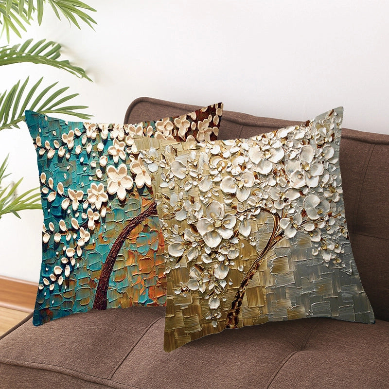 Modern Style Pastoral Letter Plant Linen Pillow Cases Couch & Sofa Decor