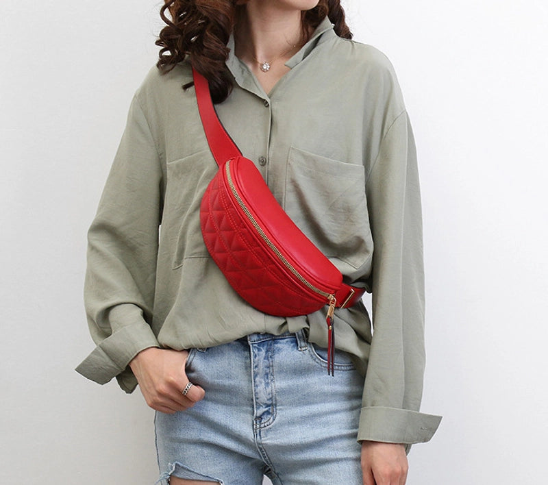 Waist Bag For Women  New Autumn And Winter Rhombus Wide Shoulder Strap Chest Bag Multi-purpose Fashion Girl Waist Bag Messenger Bag