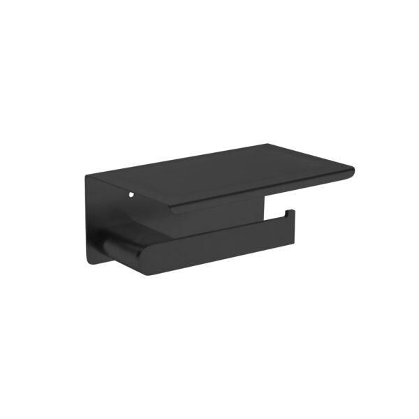 Toilet Roll Holder with Shelf Matte Black / NR9086aMB