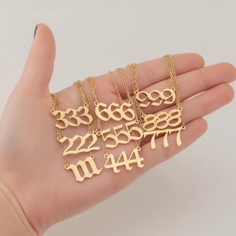 Hip-hop Number Stainless Steel Necklace Plating Stainless Steel Necklaces
