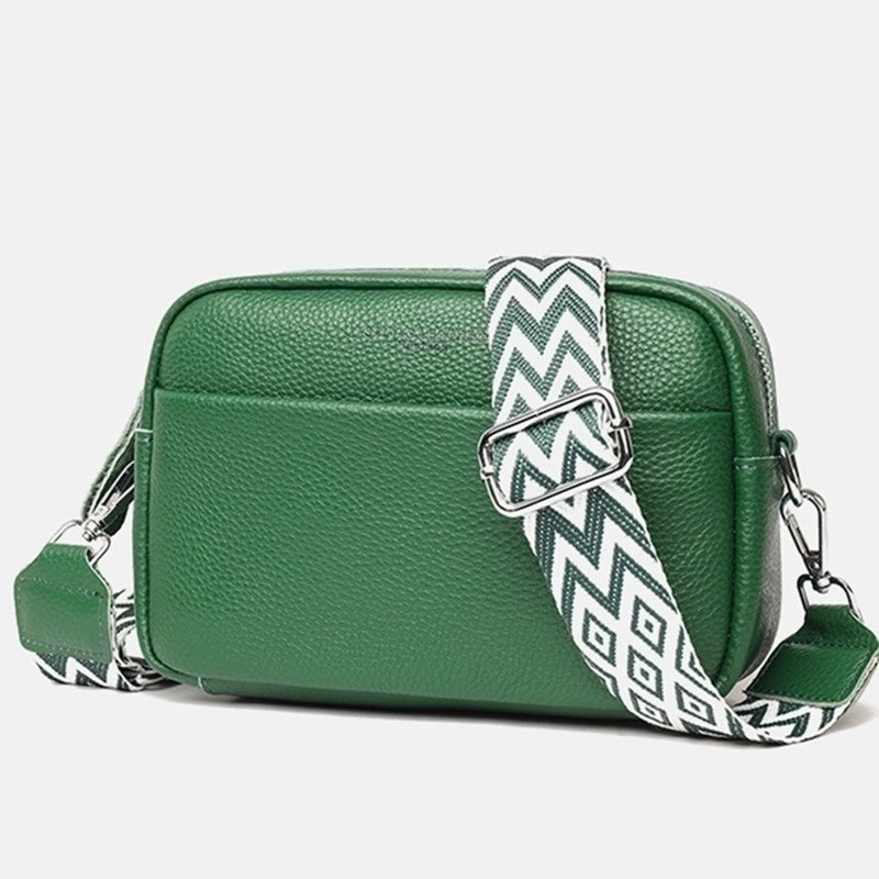 Women's Small Leather Solid Color Basic Zipper Crossbody Bag
