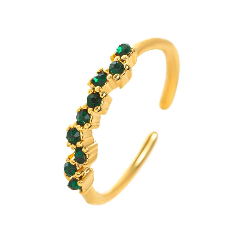 Minimalist Classic Style Geometric 304 Stainless Steel Zircon 18K Gold Plated Inlay Stainless Steel Rings