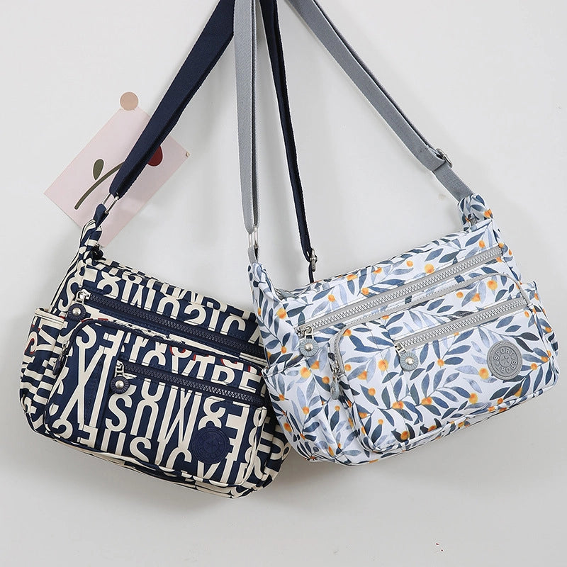 Women's Oxford Cloth Printing Vintage Style Square Zipper Crossbody Bag