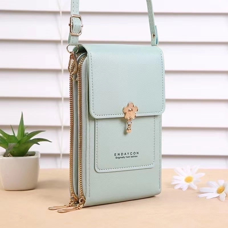Women's Pu Leather Solid Color Minimalist Square Zipper Phone Wallets