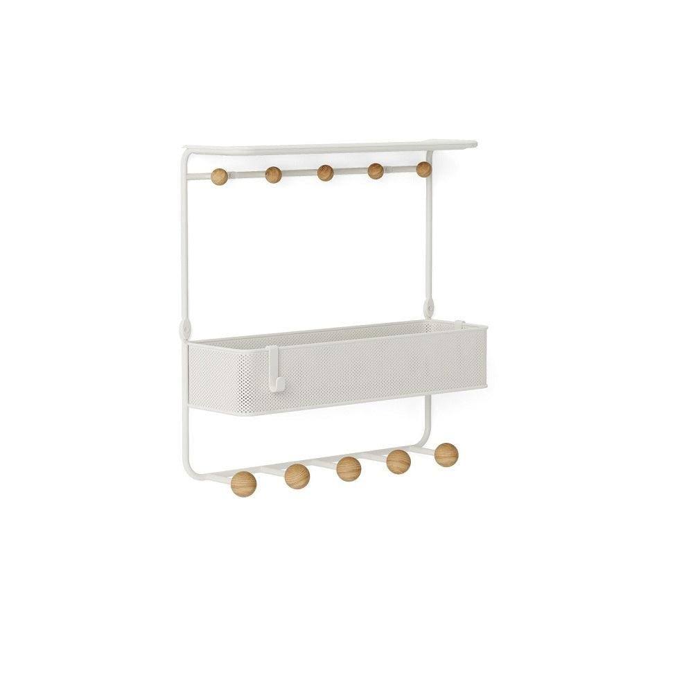 Estique Wall Shelf With Hooks - White