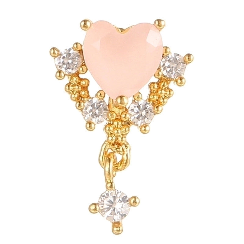 5 Pieces Sweet Heart Shape Copper Inlaid Zircon Drop Earrings Ear Studs 1 Piece