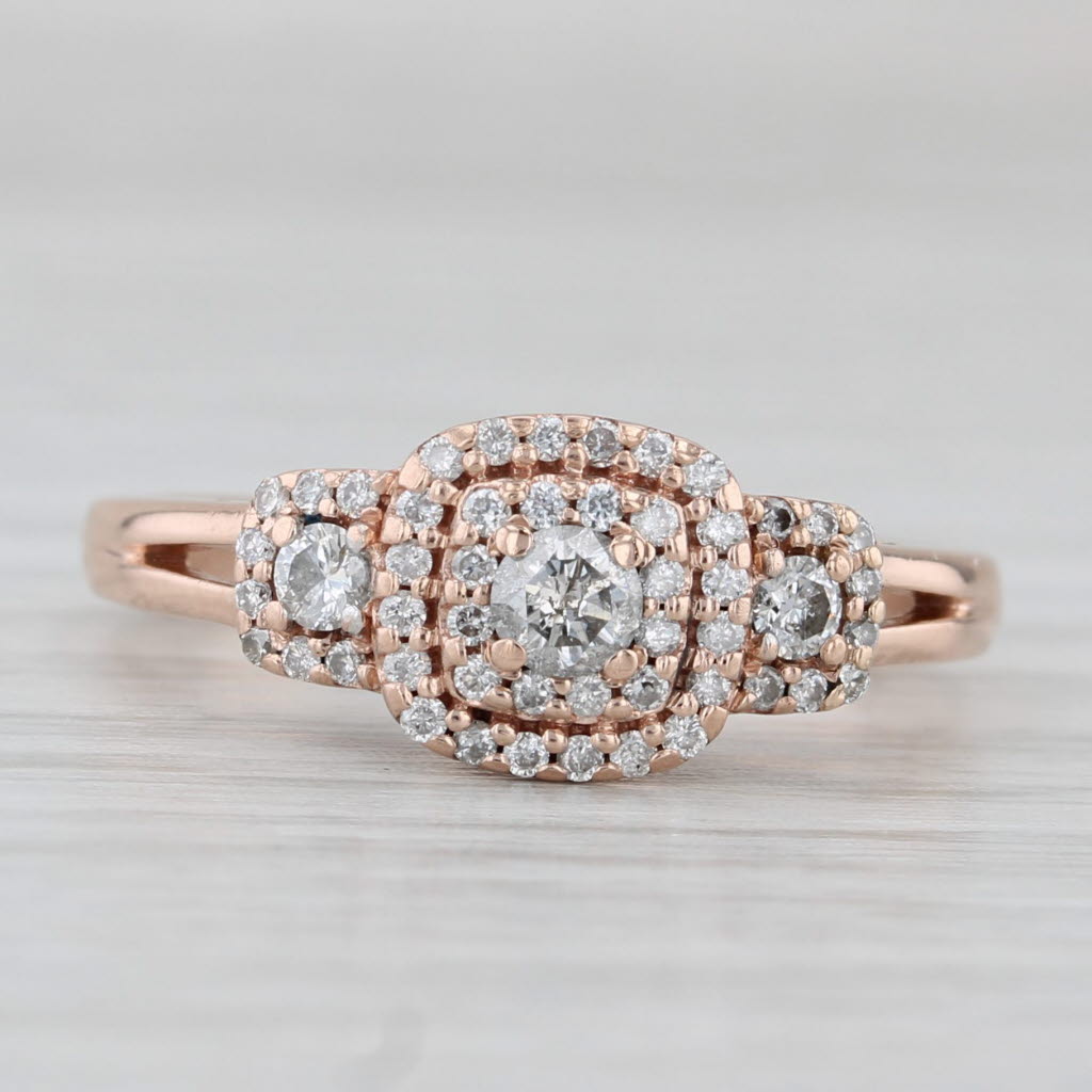 0.50ctw Diamond Halo Engagement Ring 10k Rose Gold Size 7