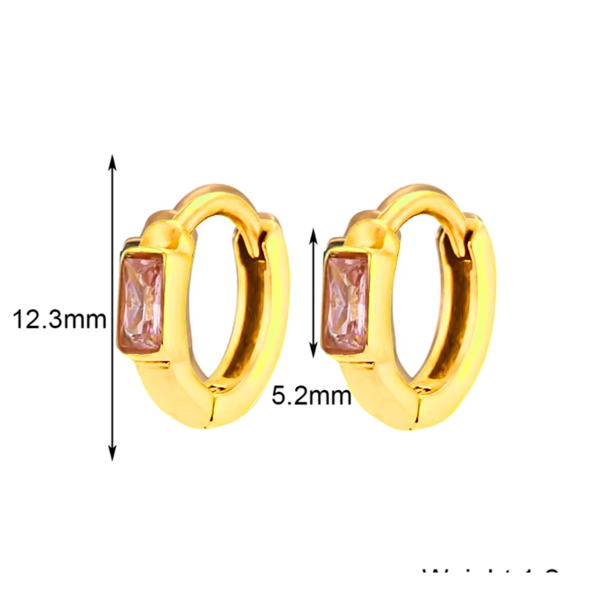 6mm baguette diamond style hoops - Gold