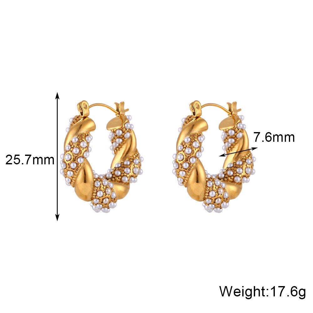 Casual Pearl Geometric Stainless Steel 18K Gold Plated Necklaces