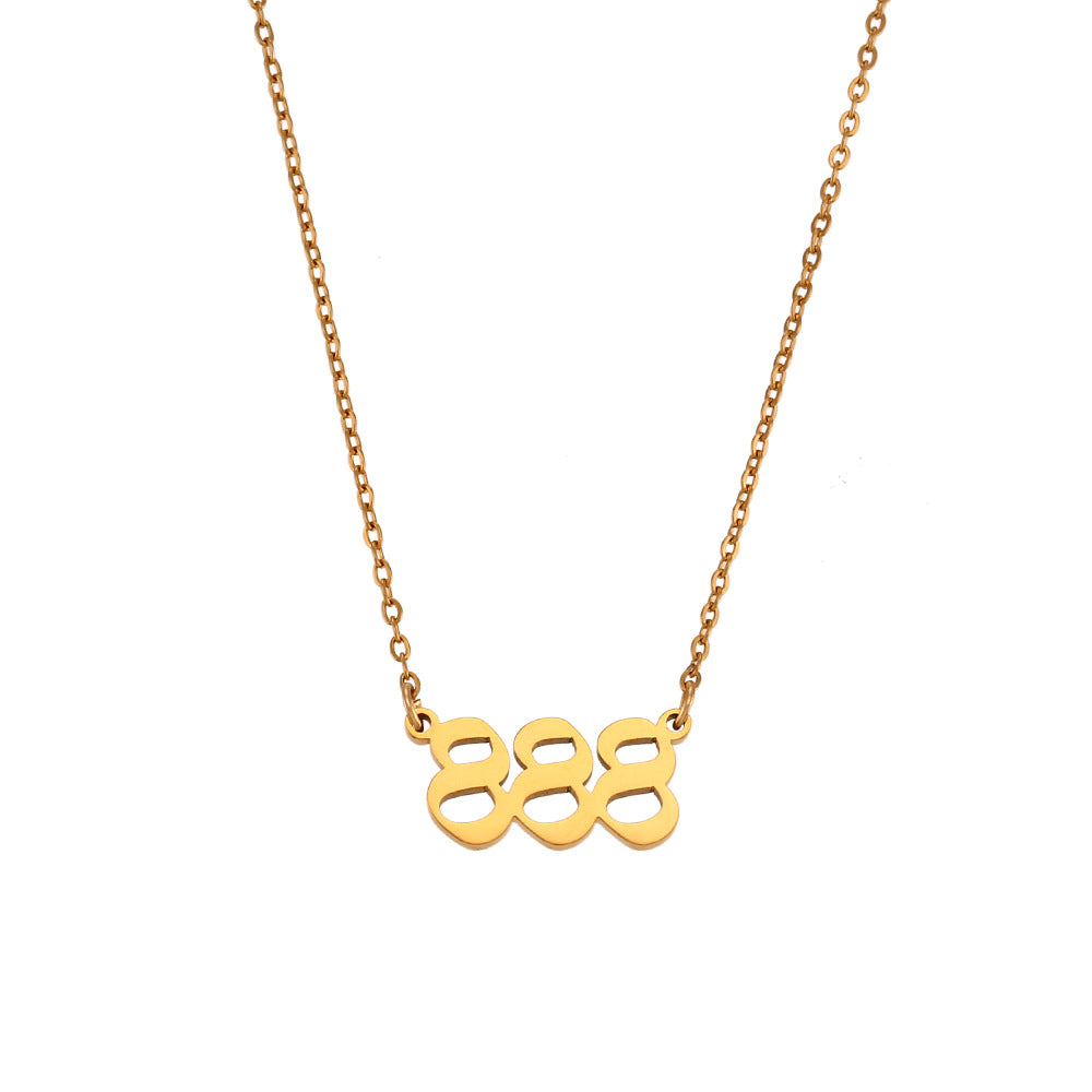 Fashion Number Geometric Stainless Steel 18K Gold Plated Necklaces