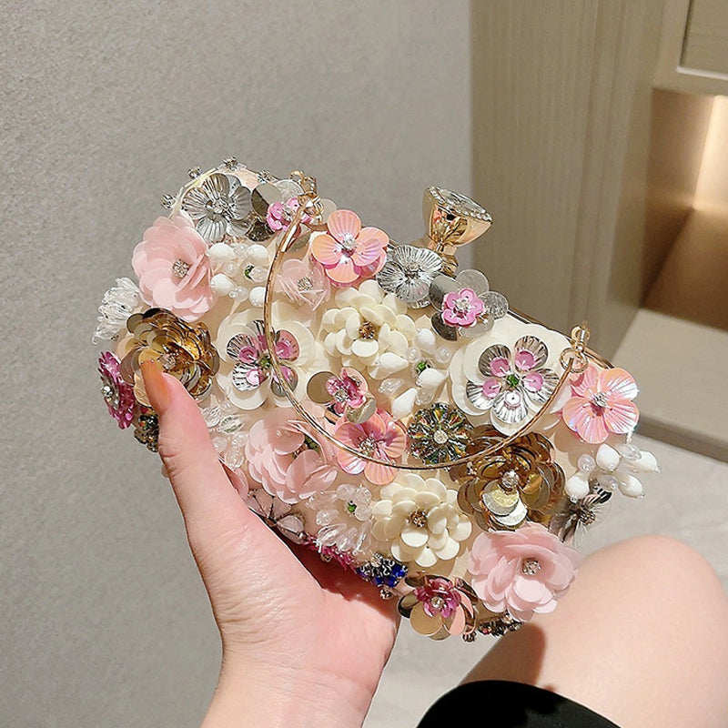 Handmade Beaded Straw Clutch Evening Bag
