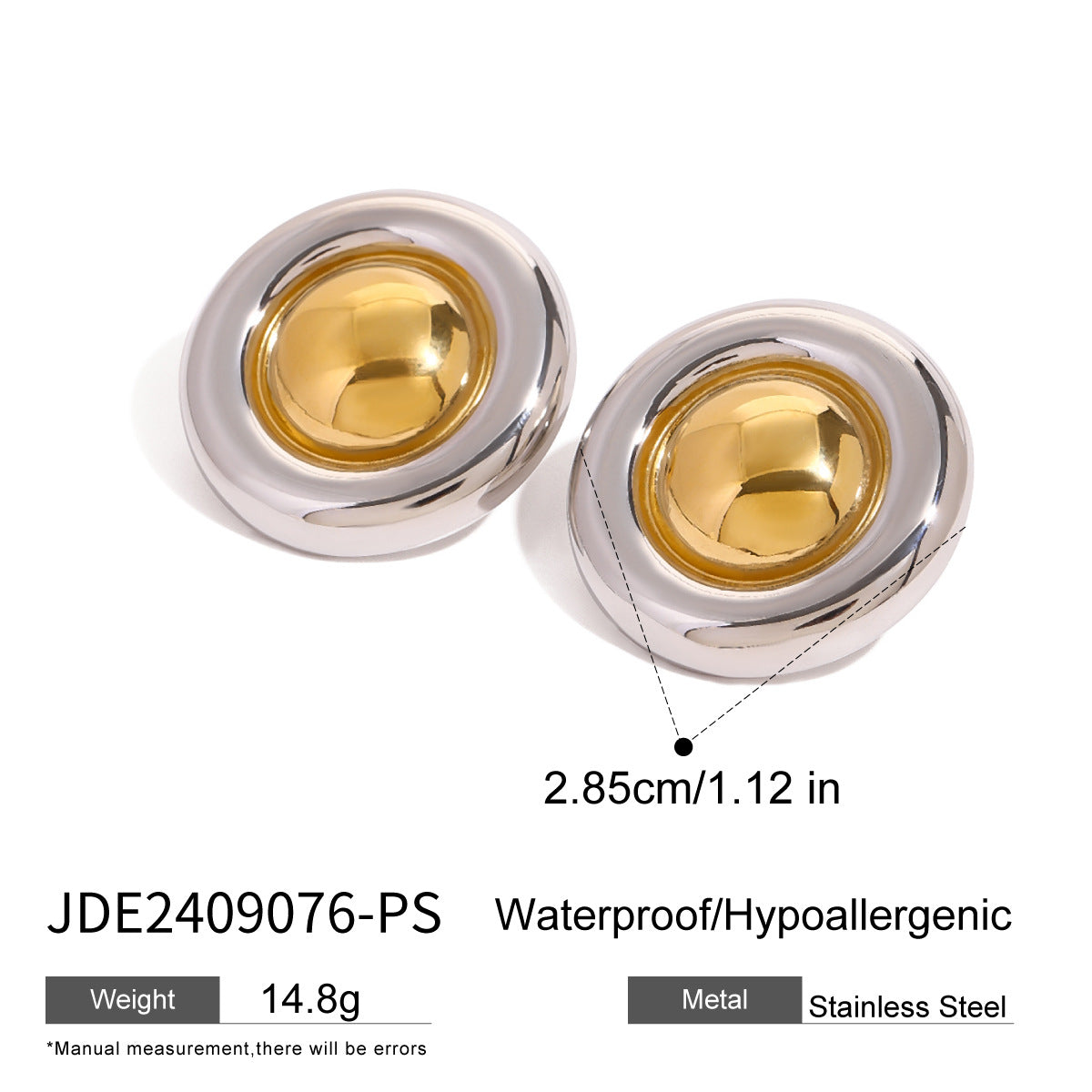 Stainless Steel 18K Gold Stainless Steel Glossy Retro Simple Versatile Hoop Earrings