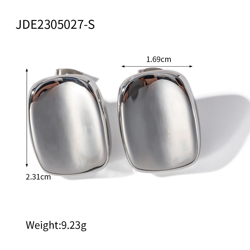IG Style Circle Geometric Stainless Steel 18K Gold Plated Earrings