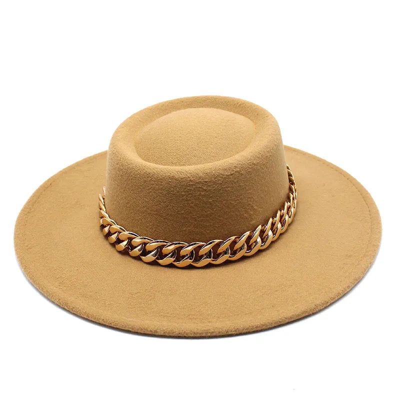 Elegant Round Concave Flat Top Woolen 8.5cm Top Hat Men And Women Fashion Flat Top Woolen Top Hat