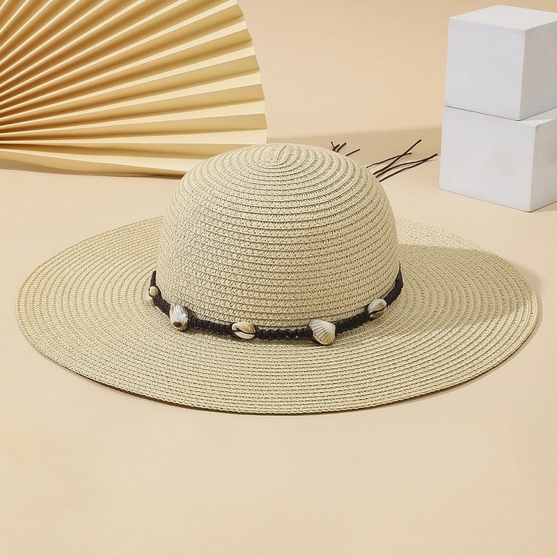 6 Pieces Women's Bohemian Solid Color Big Eaves Sun Hat