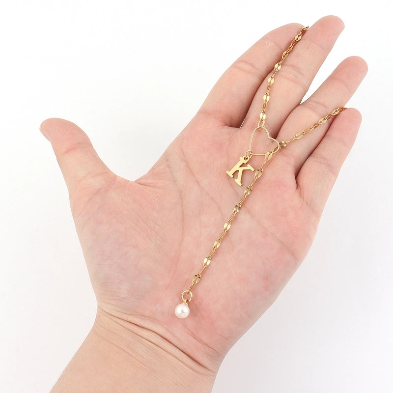 Elegant Minimalist Classic Style Letter Heart Shape 201 Stainless Steel 304 Stainless Steel Artificial Pearl Stainless Steel Necklaces