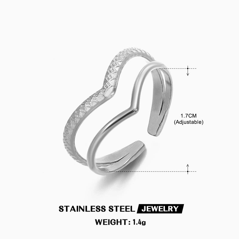 Basic Letter 304 Stainless Steel 18K Gold Plated Plating Open Rings