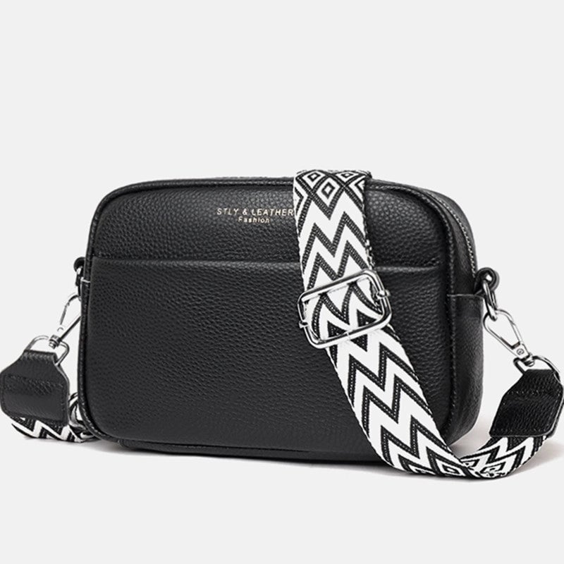 Women's Small Leather Solid Color Basic Zipper Crossbody Bag