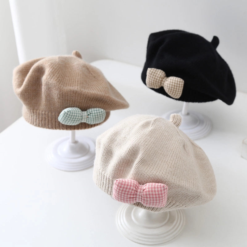 Children Unisex Cute Sweet Solid Color Beret Hat
