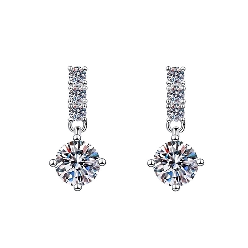 1 Pair Sweet Minimalist Round Heart Shape Bow Knot Plating Inlay Copper Zircon Silver Plated Drop Earrings