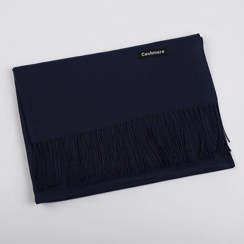 Pure Color Cashmere Scarf Women's Autumn And Winter Popular 220g Light Board Tassel Warm Shawl Travel Gift