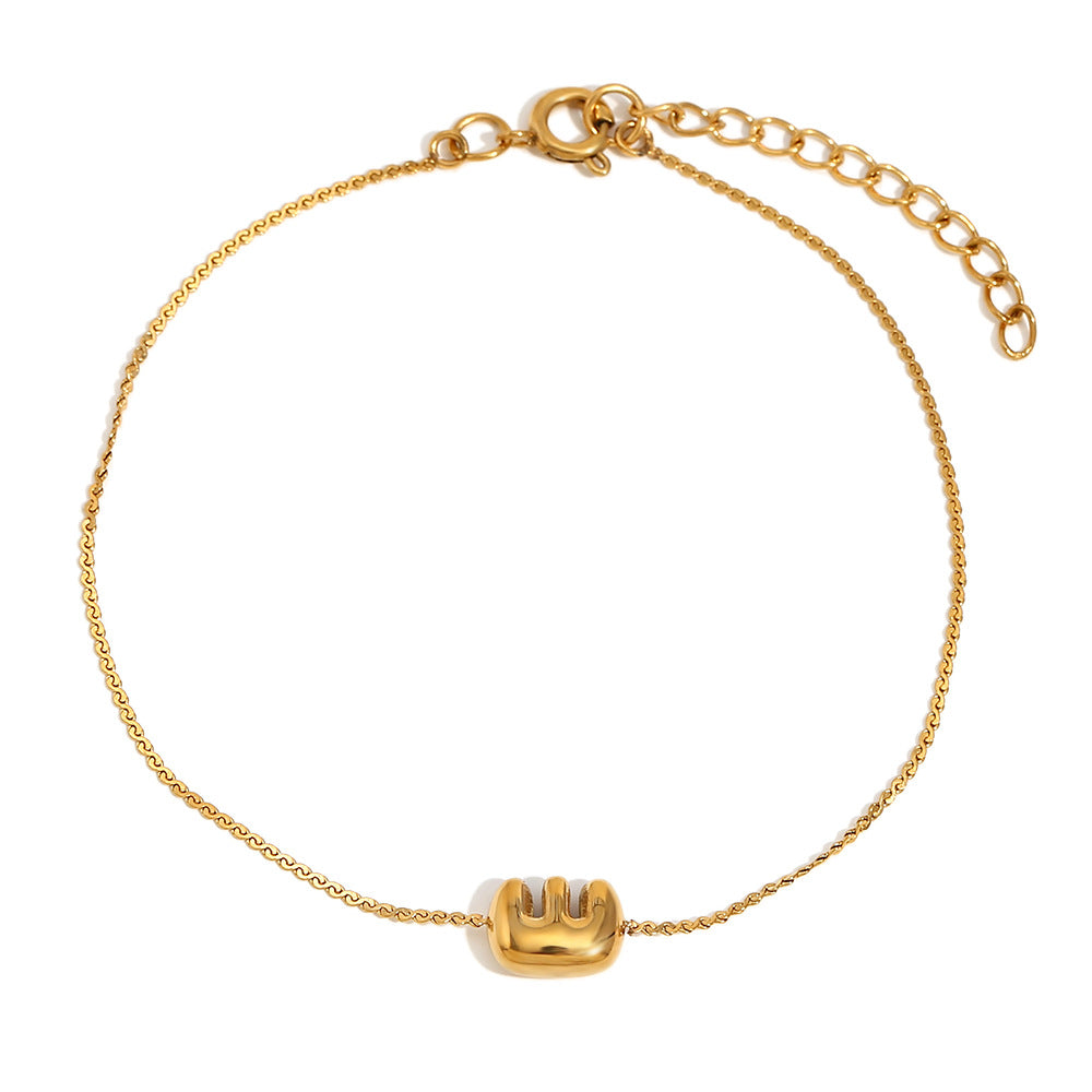 Fashionable Niche Personality Hot Style Simple Hand Jewelry Stainless Steel Plated 18K Gold Bubble Letter S Chain Bracelet
