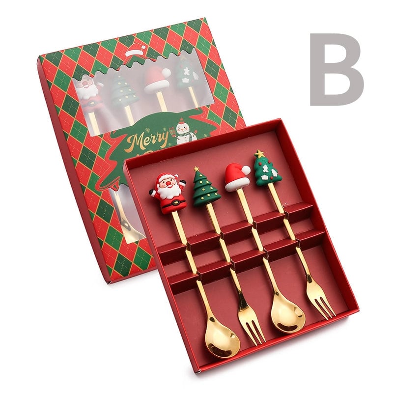 Christmas Cute Christmas Tree Santa Claus Star 304 Stainless Steel PVC Tableware 1 Piece