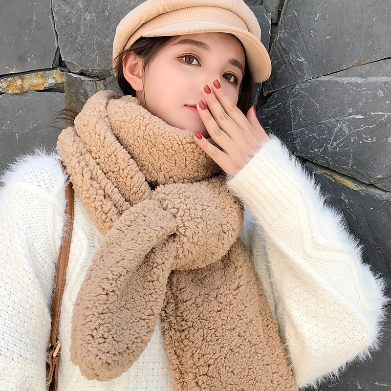 Women's Minimalist Solid Color Fleece Scarf