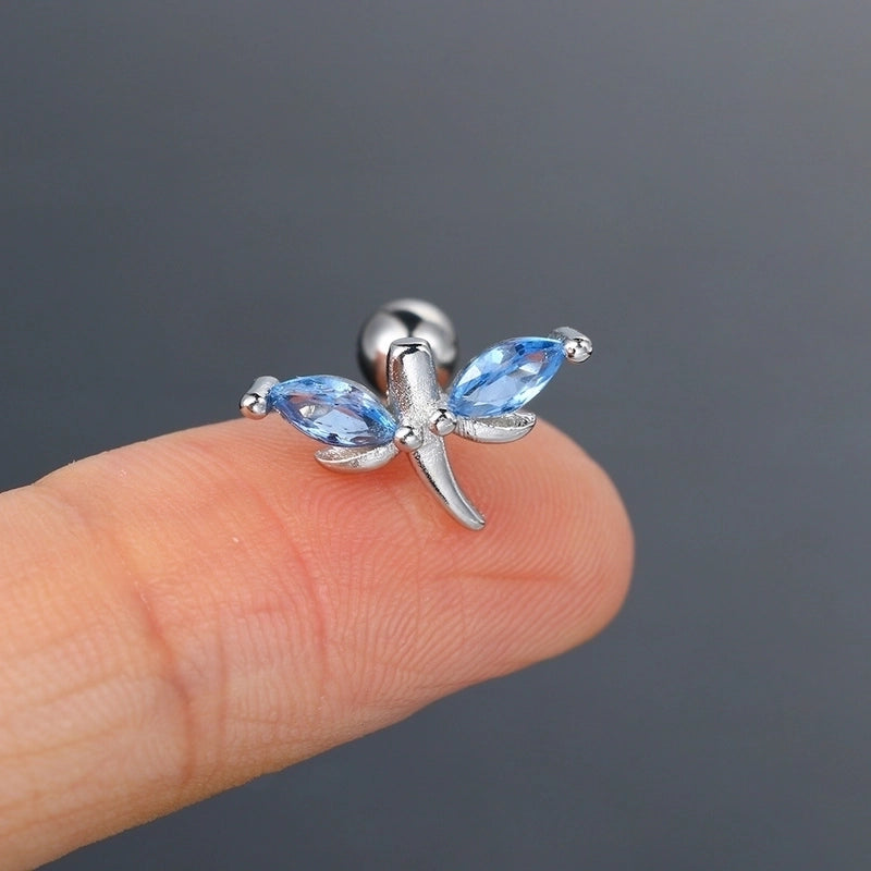 1 Piece Minimalist Classic Style Geometric Butterfly Inlay Copper Zircon Ear Studs
