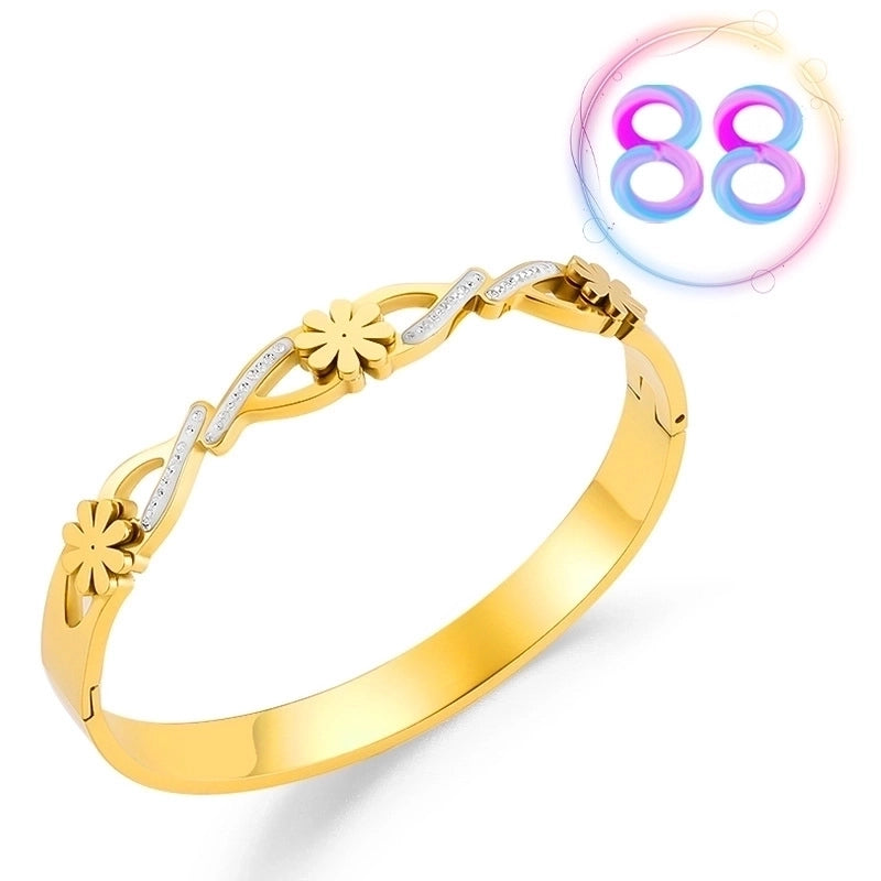 2 Pieces Fashion Geometric Stainless Steel Plating Zircon Bangle