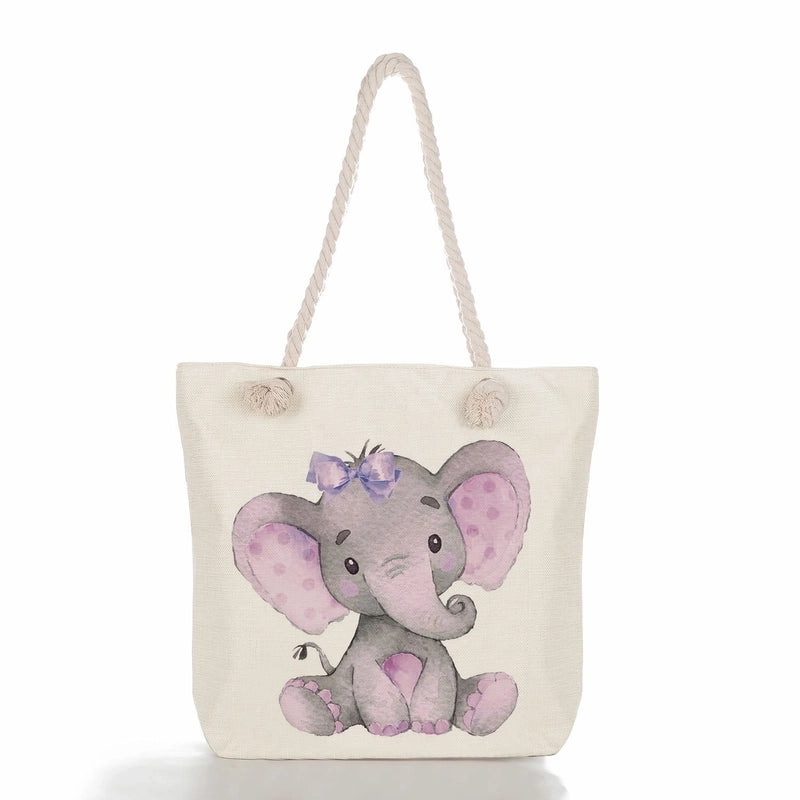 Women's Classic Style Cat Canvas Shopping Bags