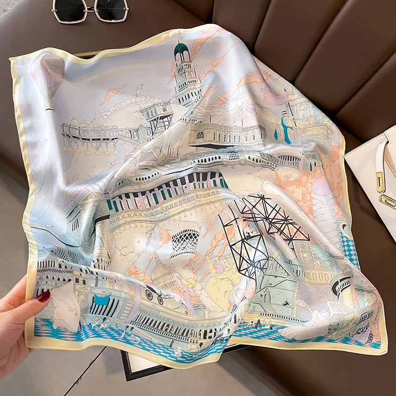 Women's Elegant Basic Printing Silk Silk Scarf