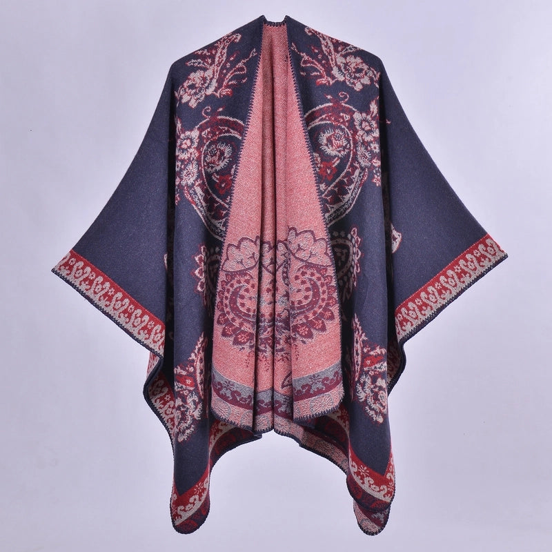 Women's Scarf Shawl Creative New Fashion Cashmere Jacquard Split Thickened Large Cloak Air Conditioning Warm Shawl