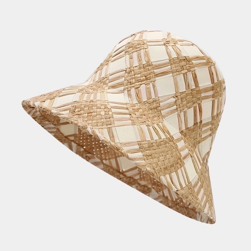 Women's Pastoral Minimalist Color Block Flat Eaves Sun Hat