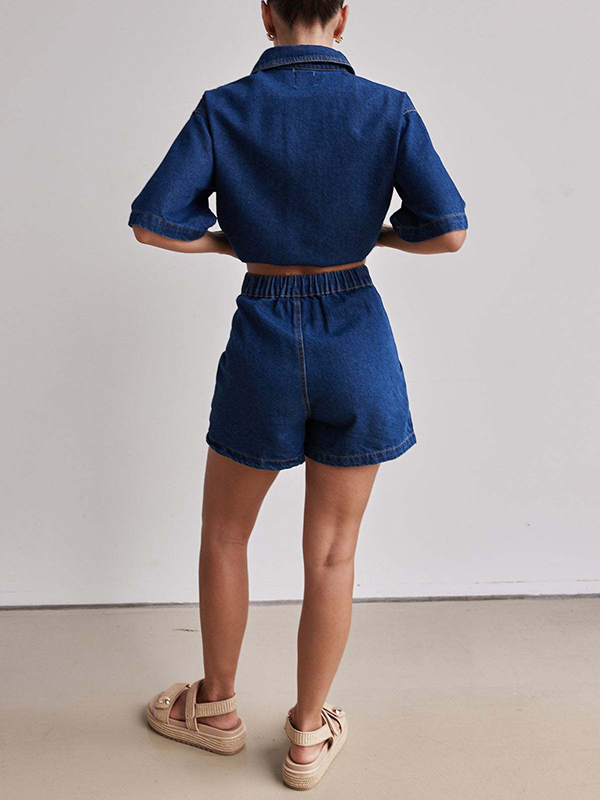 Loose Short Sleeves Split-Joint Lapel Blouses&Shirts Tops