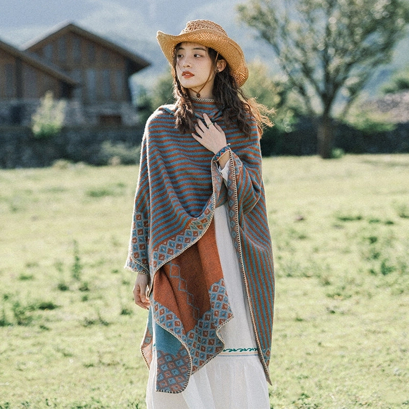 Unisex Ethnic Style Geometric Imitation Cashmere Shawl