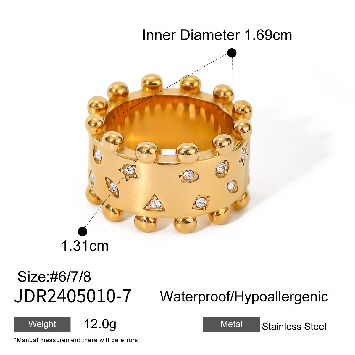 Diamond Titanium Steel Earrings Bracelet Ring Stainless Steel