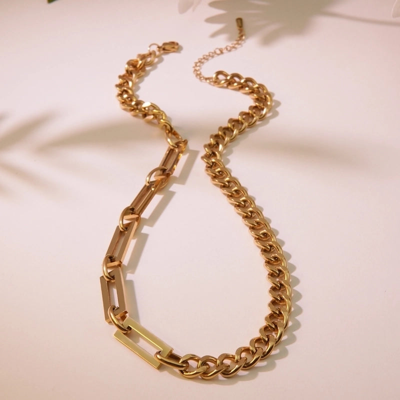 Minimalist Classic Style Cool Style Solid Color 304 Stainless Steel 18K Gold Plated Necklace