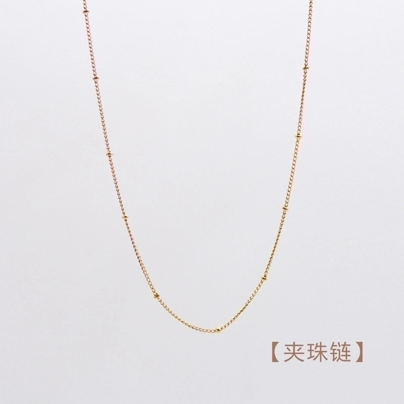 Fashion Round Titanium Steel 18K Gold Plated Inlaid Gold Necklace
