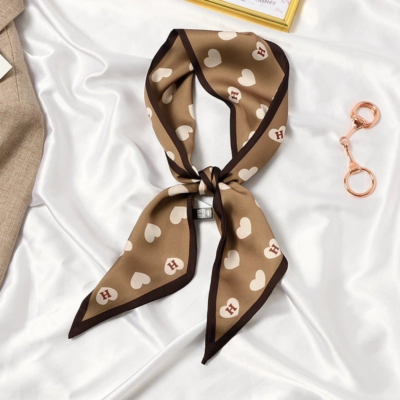 Women's Elegant Flower Satin Silk Scarf