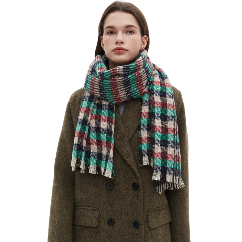 Unisex Casual Minimalist Lattice Polyester Tassel Scarf