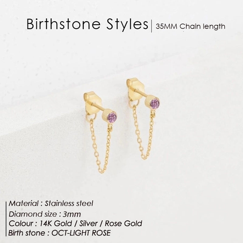 1 Pair Minimalist Geometric Inlay Stainless Steel Rhinestones 14K Gold Plated Rose Gold Plated Drop Earrings