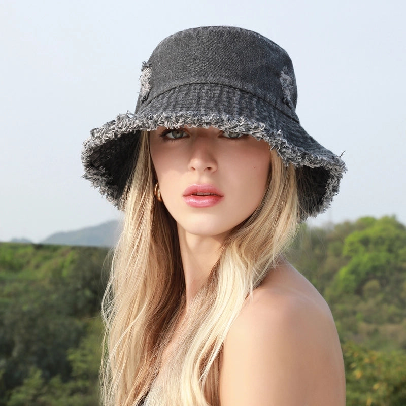 Women's Vintage Style Commute Solid Color Curved Eaves Bucket Hat