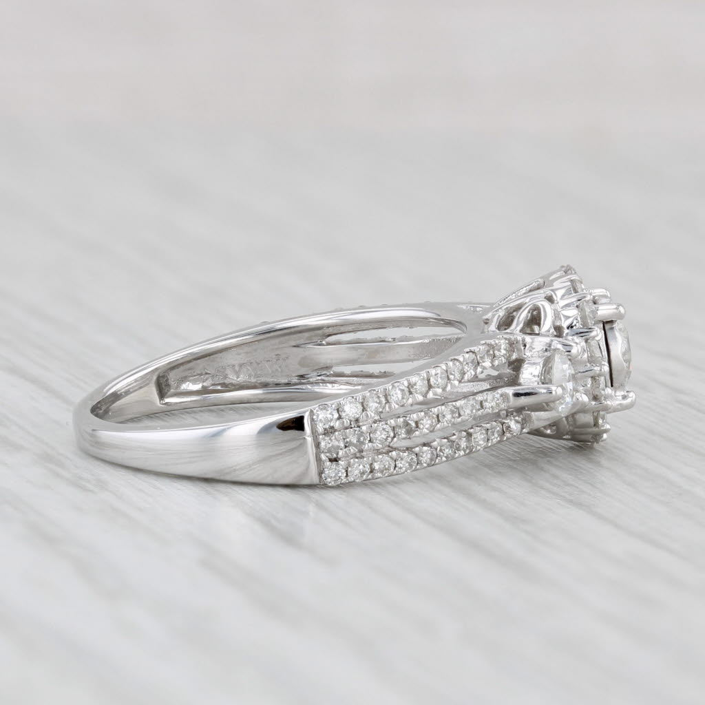Vera Wang 0.92ctw Round Diamond Halo Engagement Ring 14k White Gold Sz 7 Bridal