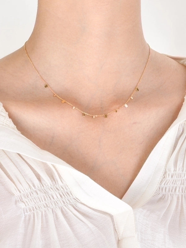 201 Stainless Steel Fairy Style Minimalist Plating Inlay Triangle Square Water Droplets Zircon Necklace
