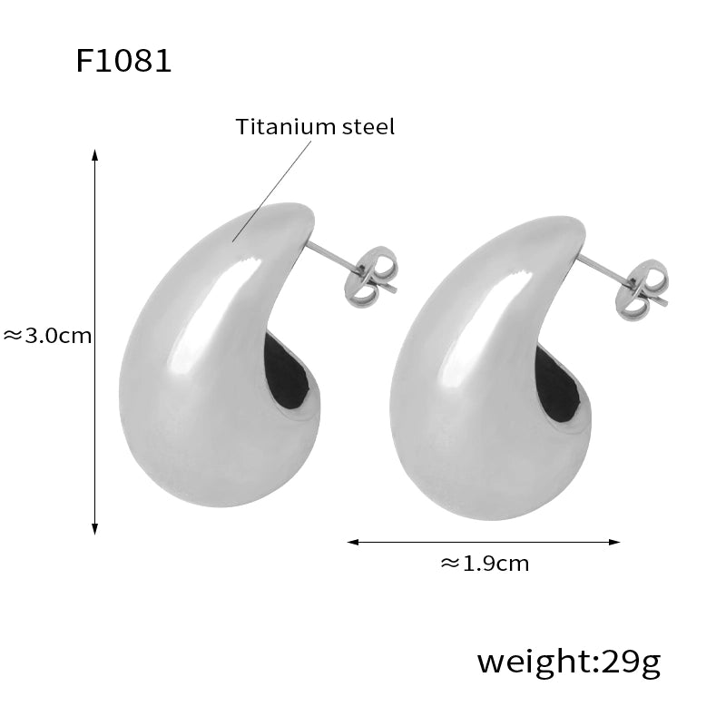 1 Pair Minimalist Water Droplets Plating Inlay Titanium Steel Artificial Pearls Artificial Diamond 18K Gold Plated Ear Studs