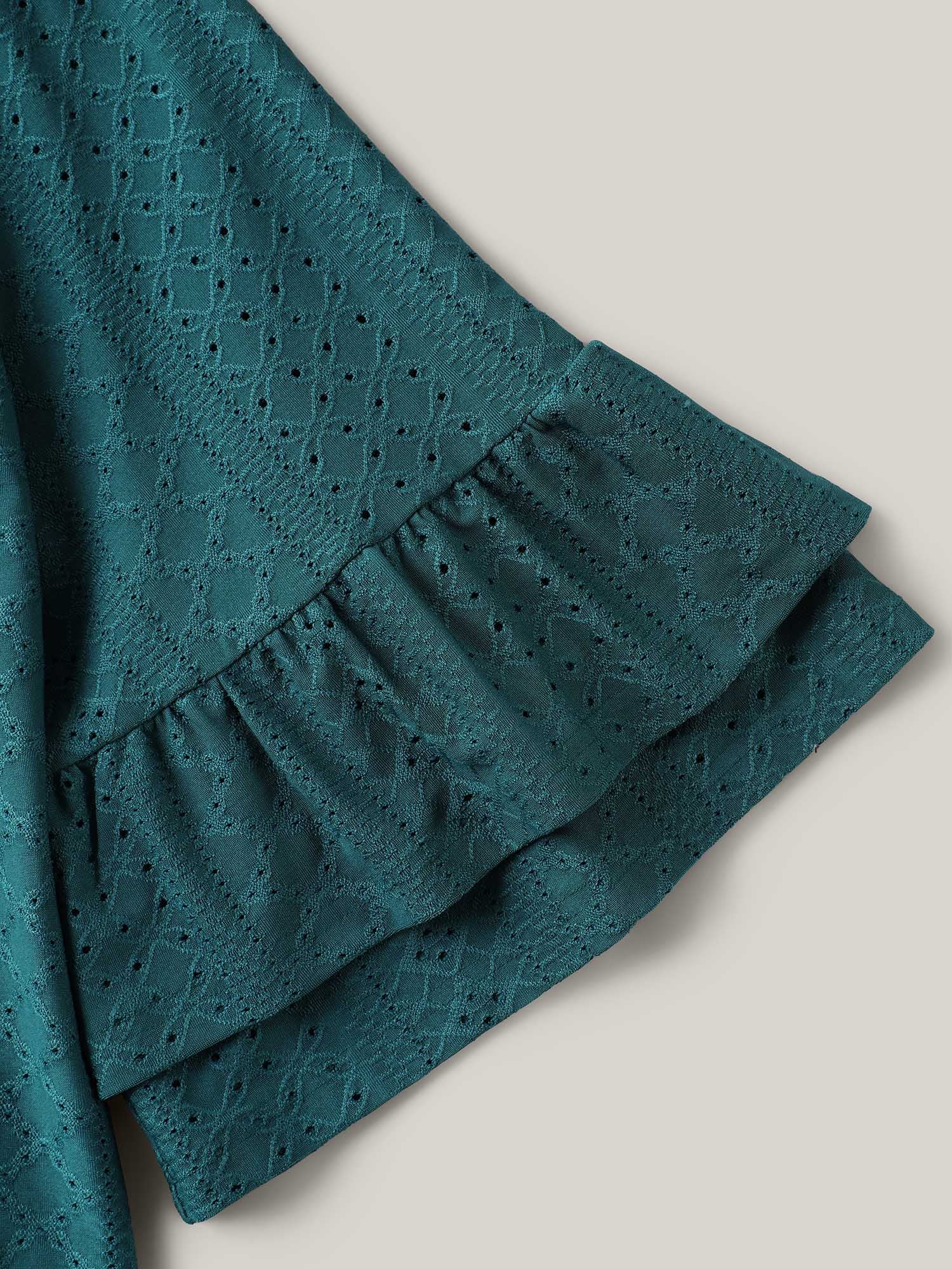 Eyelet Trim Seven-Quarter Sleeve Top