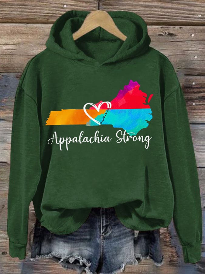 Retro Appalachia Strong Stronger Than The Storm Print Hoodie