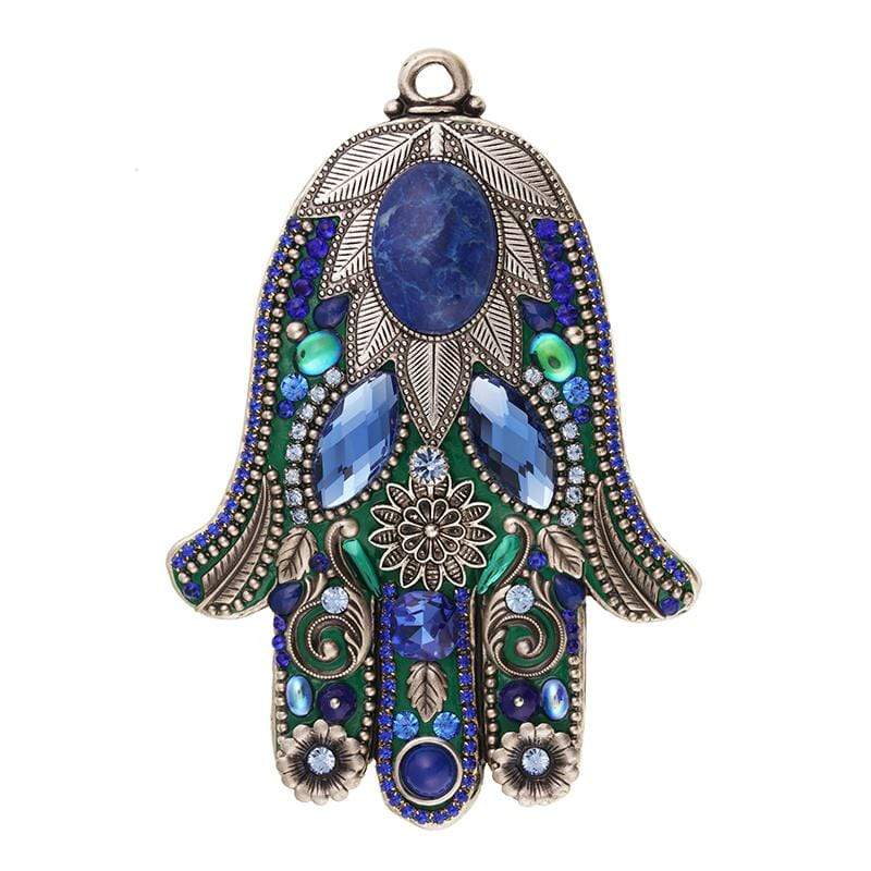 Indigo and Silver Wall Hamsa